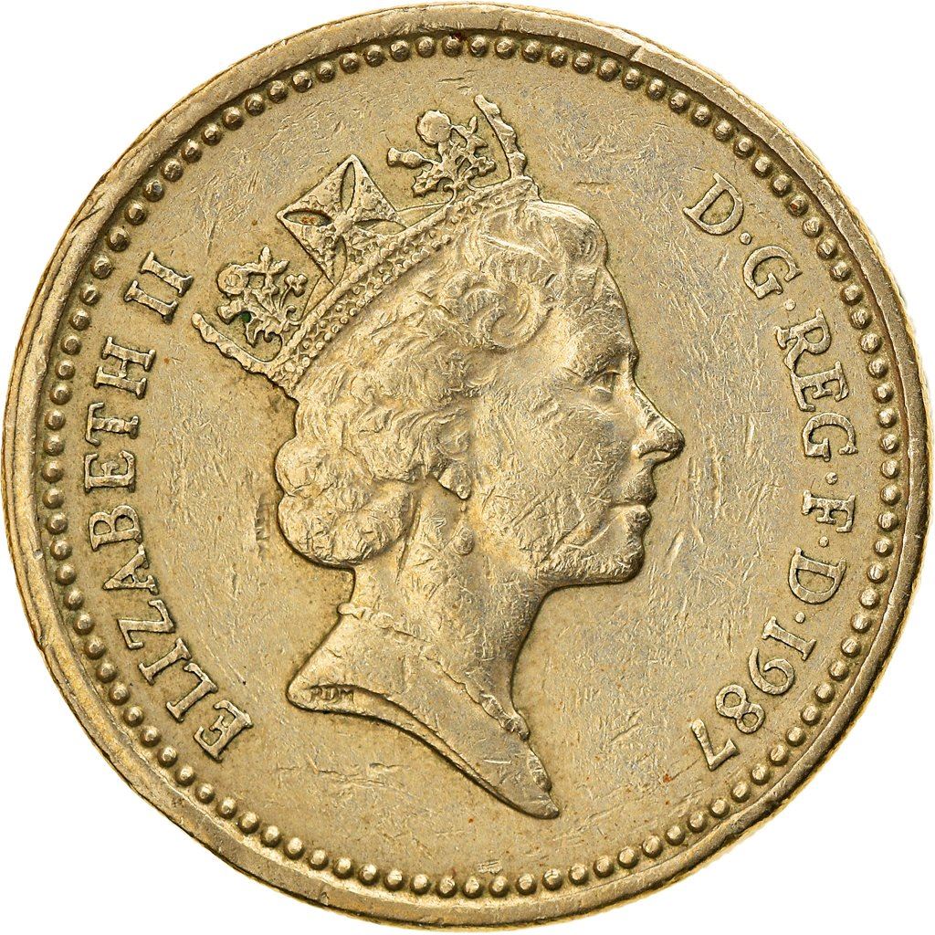 United Kingdom Coin 1 Pound | Elizabeth II 3rd portrait | English Oak | 1987 - 1992