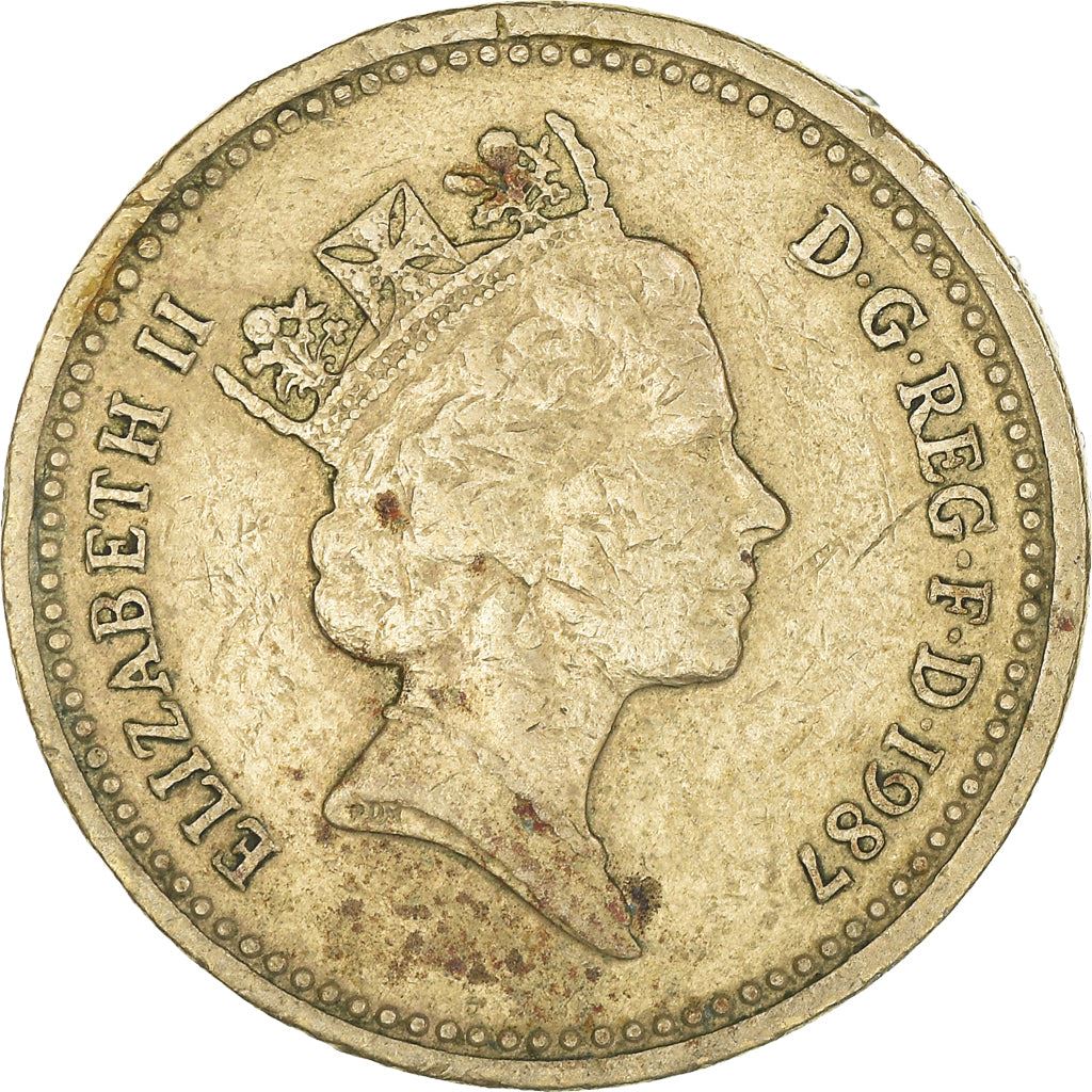 United Kingdom Coin 1 Pound | Elizabeth II 3rd portrait | English Oak | 1987 - 1992