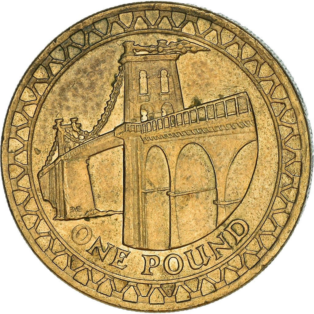 United Kingdom Coin 1 Pound | Elizabeth II 4th portrait | Menai Bridge | 2005