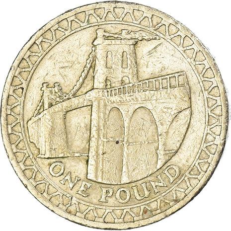 United Kingdom Coin 1 Pound | Elizabeth II 4th portrait | Menai Bridge | 2005