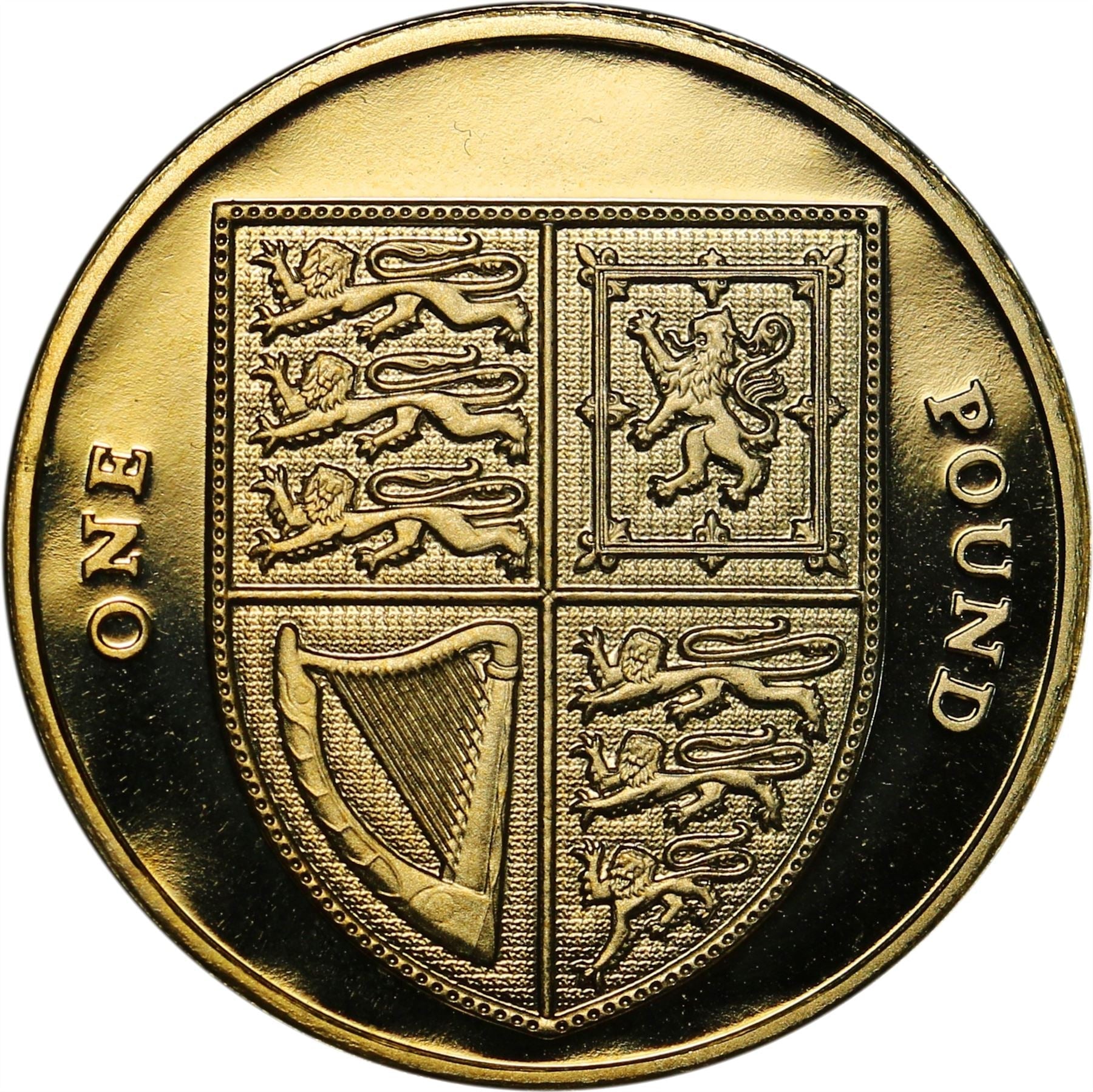 United Kingdom Coin 1 Pound | Elizabeth II 4th portrait | Royal Shield | 2008 - 2015