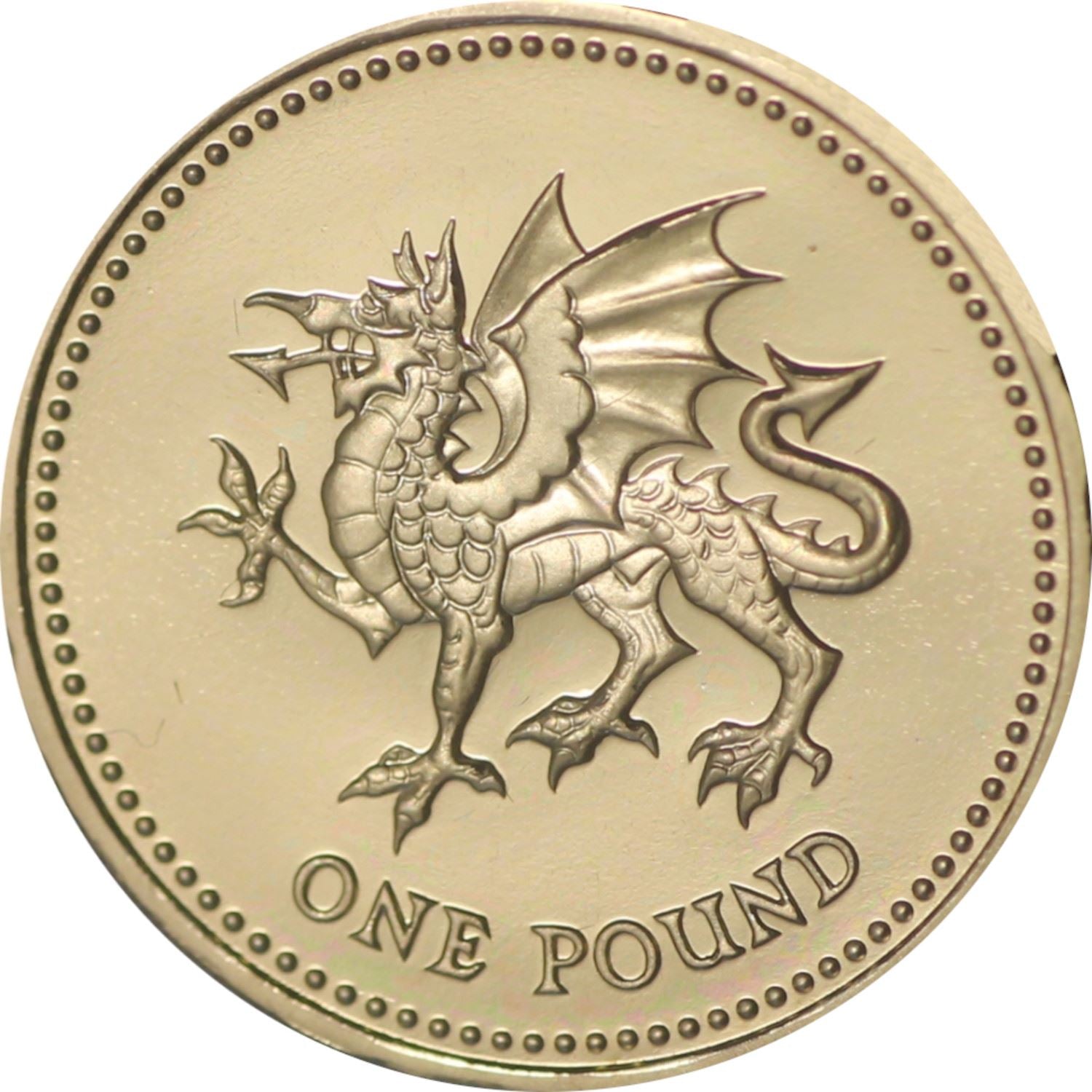 United Kingdom Coin 1 Pound | Elizabeth II 4th portrait | Welsh Dragon | 2000