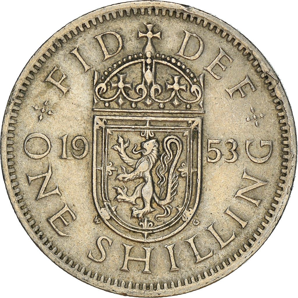 United Kingdom Coin 1 Shilling | Elizabeth II Scottish shield | with 'BRITT:OMN' | 1953