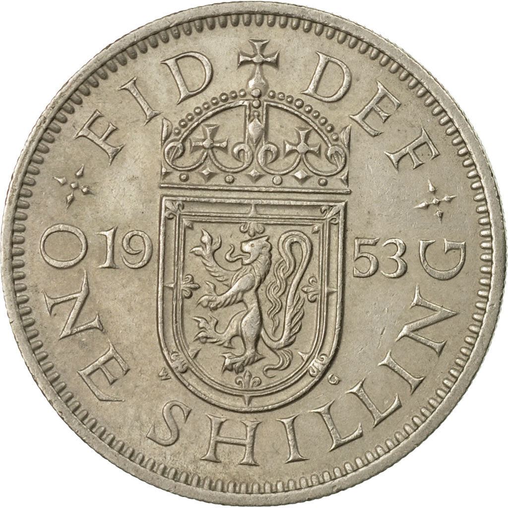 United Kingdom Coin 1 Shilling | Elizabeth II Scottish shield | with 'BRITT:OMN' | 1953