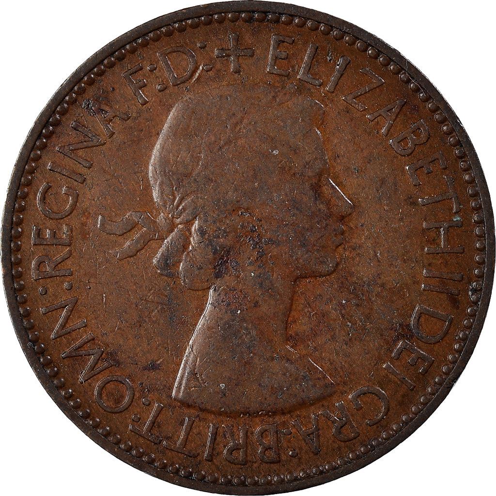 United Kingdom Coin ½ Penny | Elizabeth II 1st portrait | with 'BRITT:OMN' | 1953