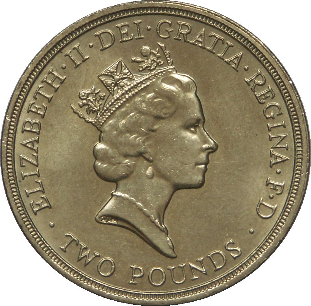 United Kingdom Coin 2 Pounds | Elizabeth II 3rd portrait | Commonwealth Games | 1986