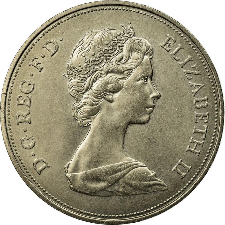 United Kingdom Coin 25 New Pence | Elizabeth II Silver Wedding | 1972