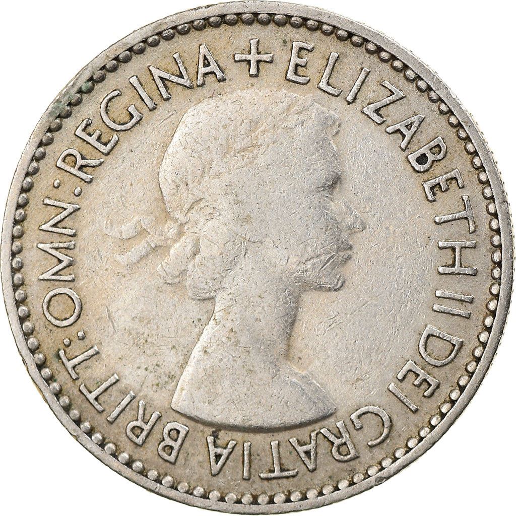 United Kingdom Coin 6 Pence | Elizabeth II 1st portrait | with 'BRITT:OMN' | 1953