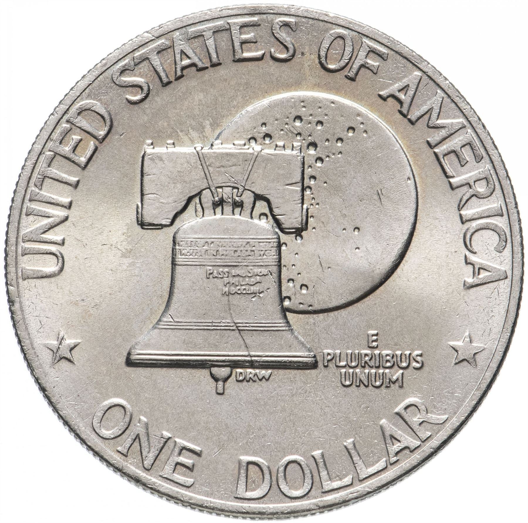 United States | 1 Dollar Coin | Liberty Bell | Moon | Dwight D. Eisenhower | KM206 | 1976