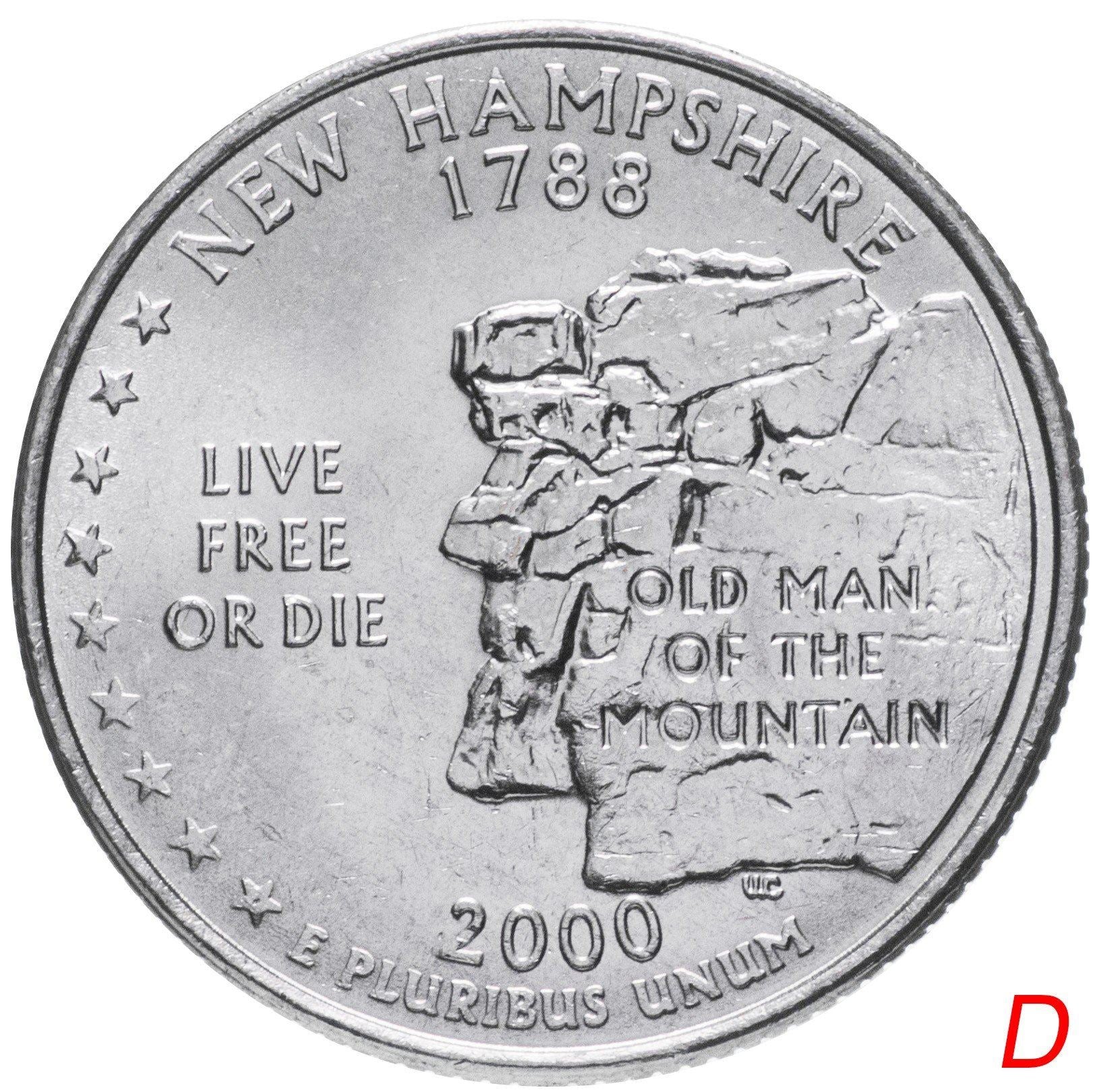 United States | 1/4 Dollar Coin | George Washington | Old Man of The Mountain | KM308 | 2000