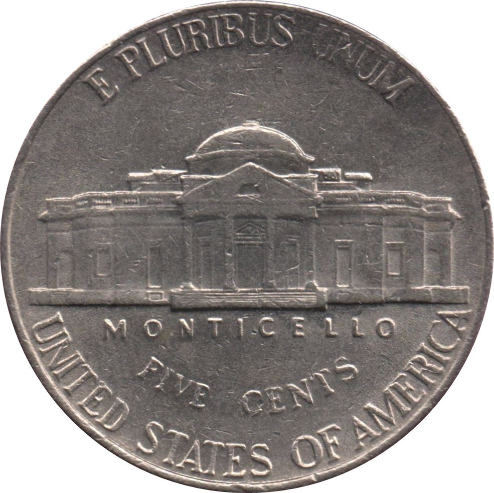 United States | 5 Cents Coin | Thomas Jefferson | Monticello | KM192 | 1938 - 2003