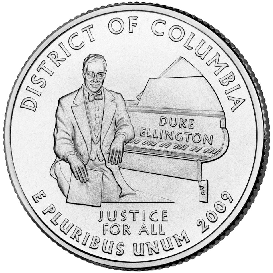 United States Coin American ¼ Dollar | George Washington | District of Columbia | Musician Duke Ellington | Piano | KM445 | 2009