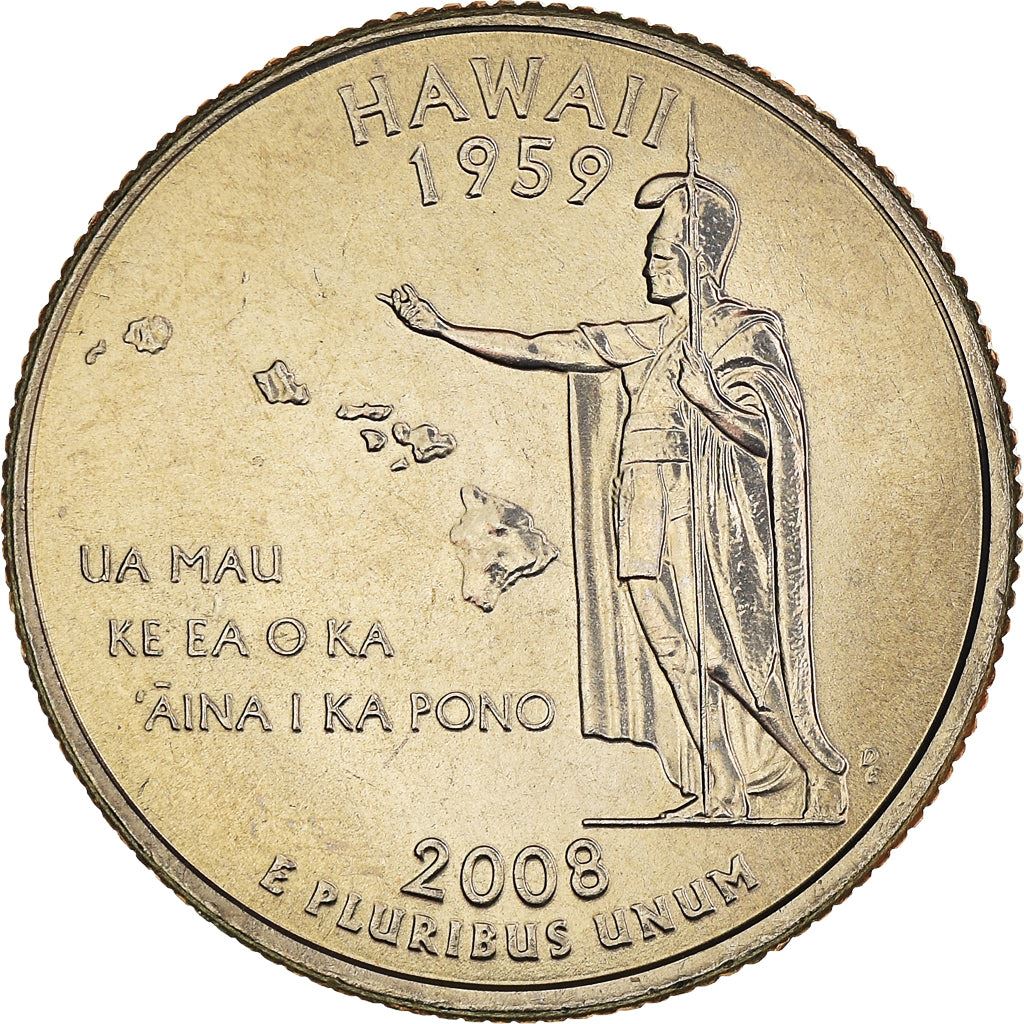 United States Coin American ¼ Dollar | George Washington | Hawaii | Hawaii | King Kamehameha I | KM425 | 2008