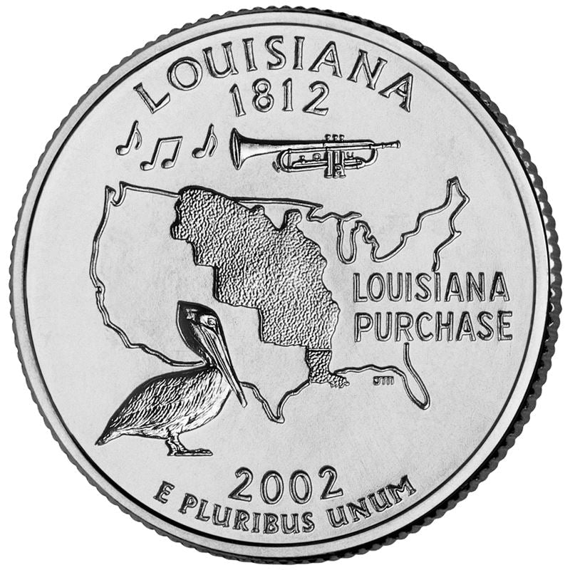 United States Coin American ¼ Dollar | George Washington | Louisiana | Pelican | Trumpet | KM333 | 2002