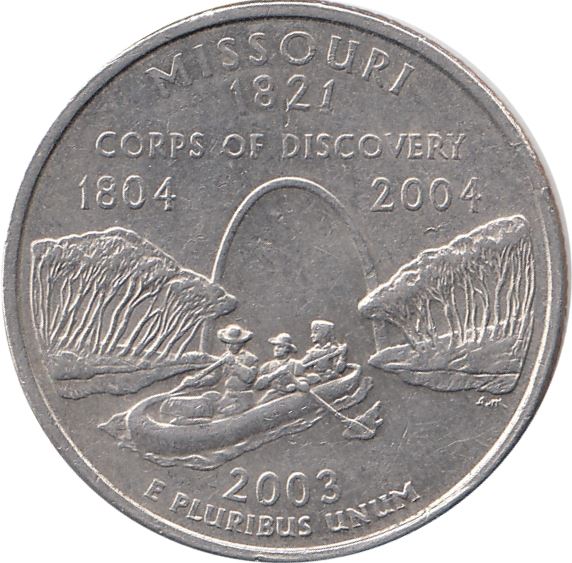 United States Coin American ¼ Dollar | George Washington | Missouri River | St. Louis | Lewis and Clark | KM346 | 2003