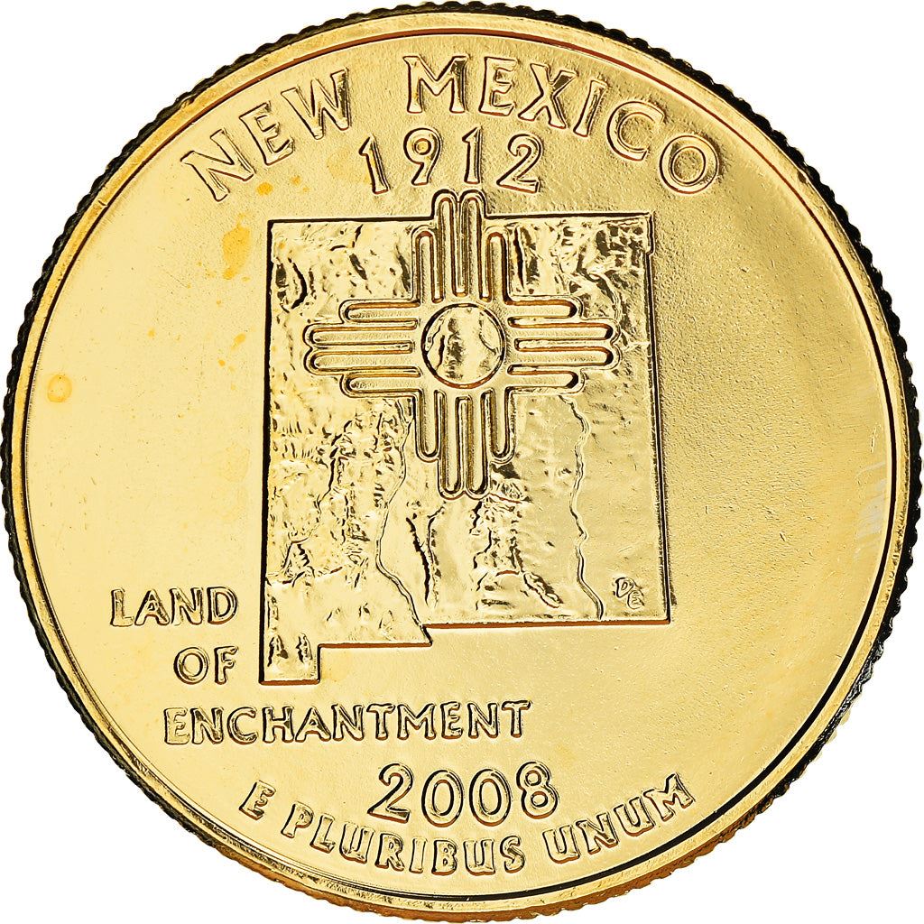 United States Coin American ¼ Dollar | George Washington | New Mexico | Zia Sun | KM422 | 2008