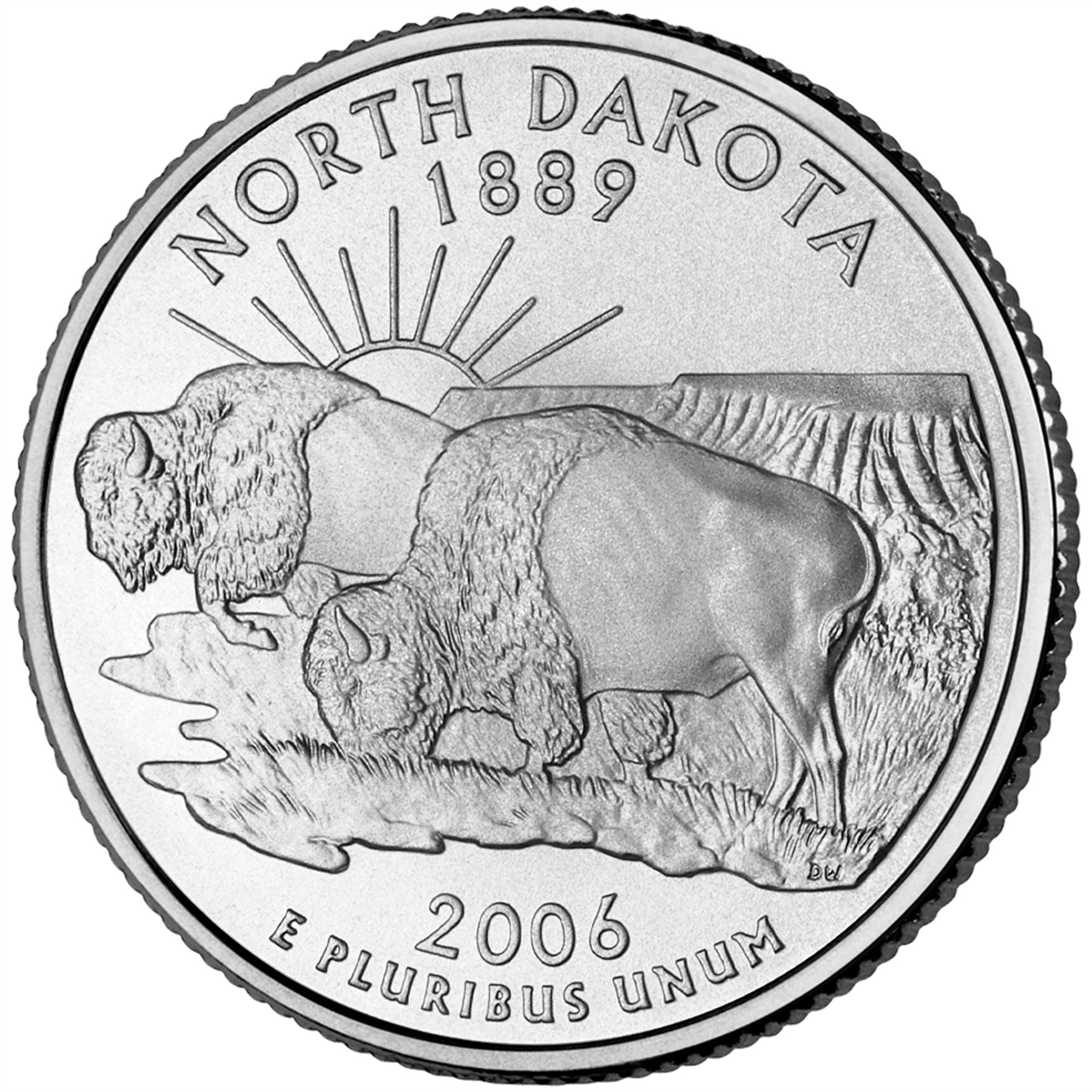 United States Coin American ¼ Dollar | George Washington | North Dakota | Bison | KM385 | 2006