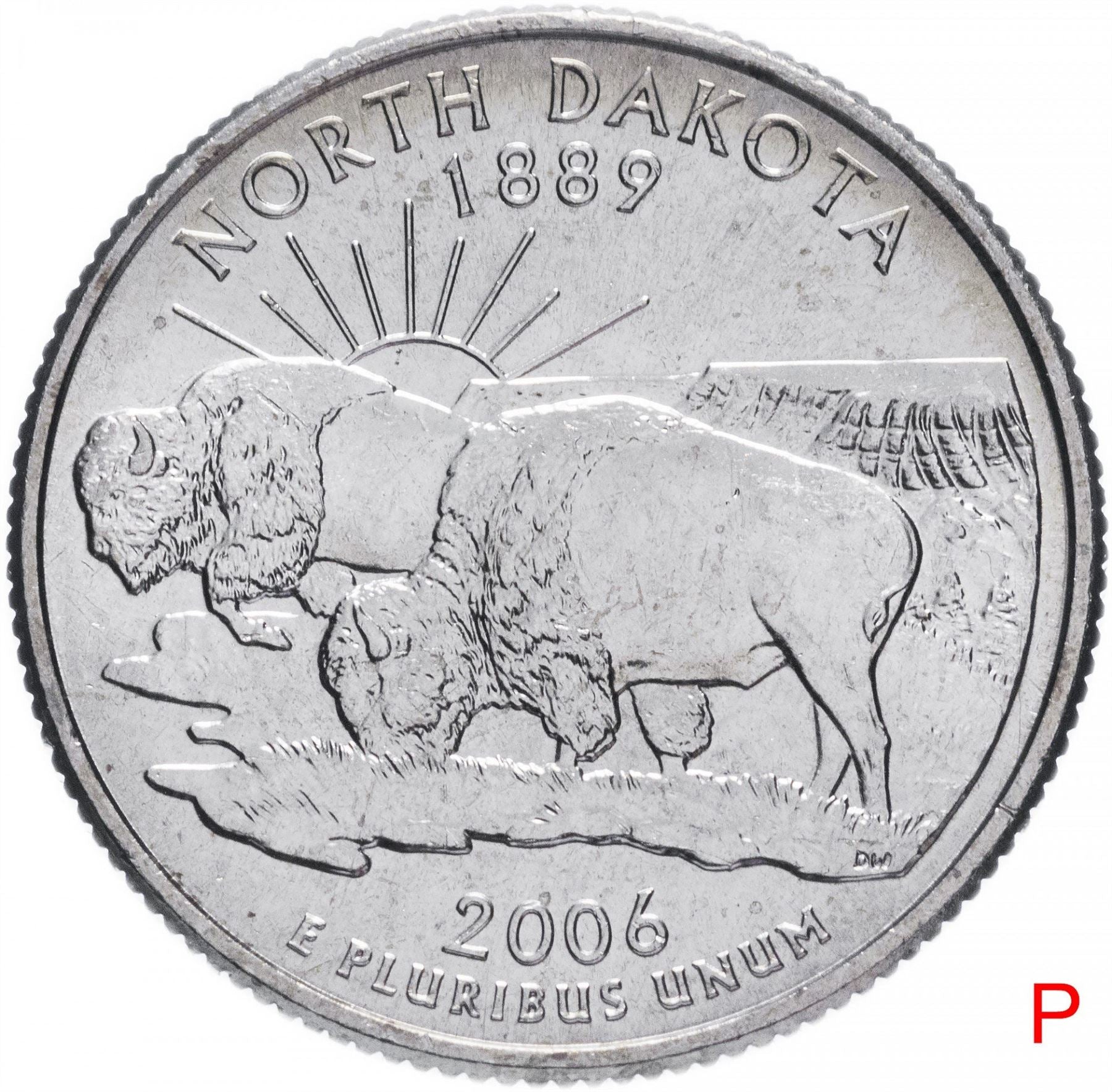 United States Coin American ¼ Dollar | George Washington | North Dakota | Bison | KM385 | 2006