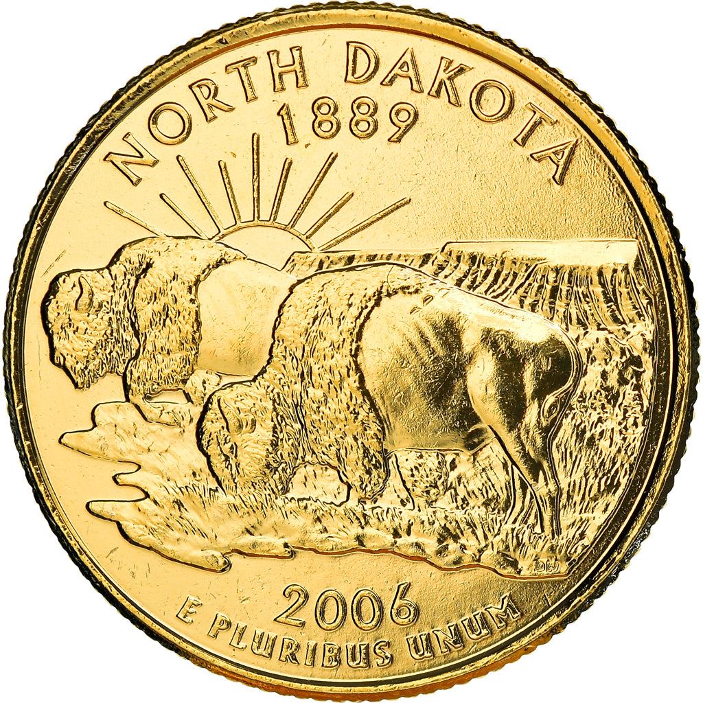 United States Coin American ¼ Dollar | George Washington | North Dakota | Bison | KM385 | 2006