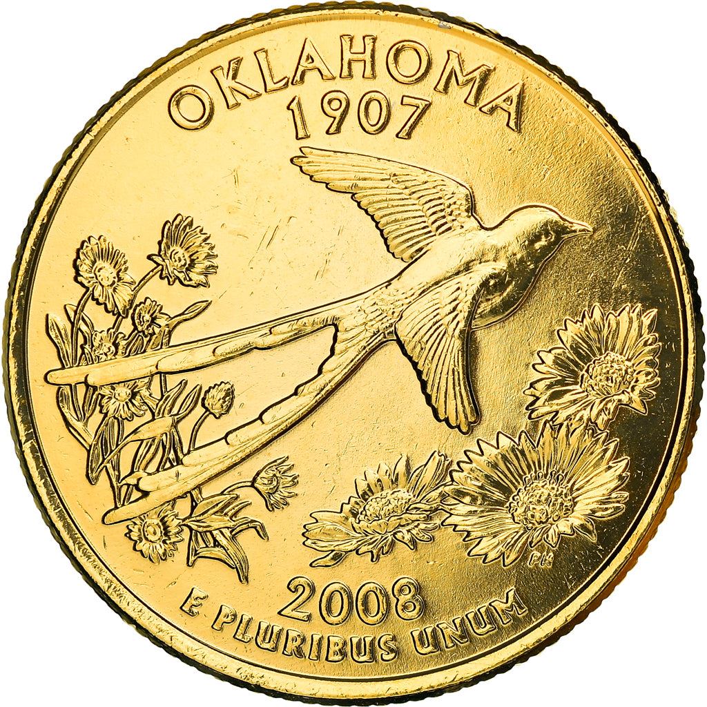 United States Coin American ¼ Dollar | George Washington | Oklahoma | Scissor-tailed Flycatcher | KM421 | 2008