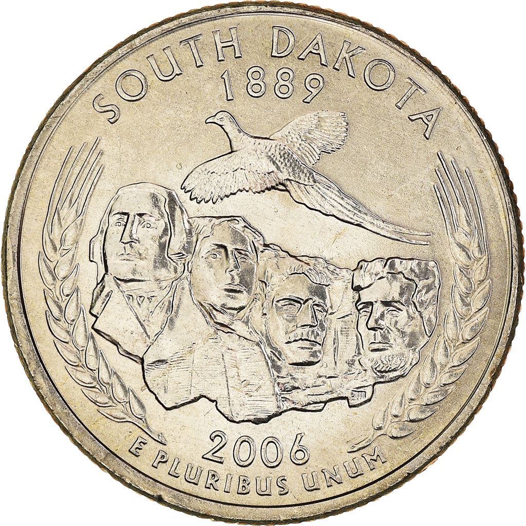 United States Coin American ¼ Dollar | George Washington | South Dakota | Mount Rushmore | Ring-necked Pheasant | KM386 | 2006