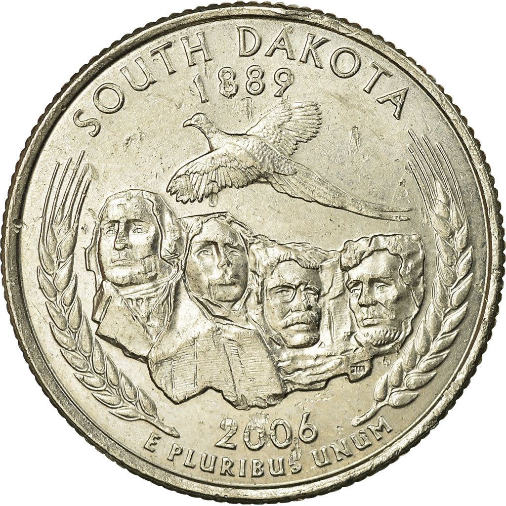 United States Coin American ¼ Dollar | George Washington | South Dakota | Mount Rushmore | Ring-necked Pheasant | KM386 | 2006