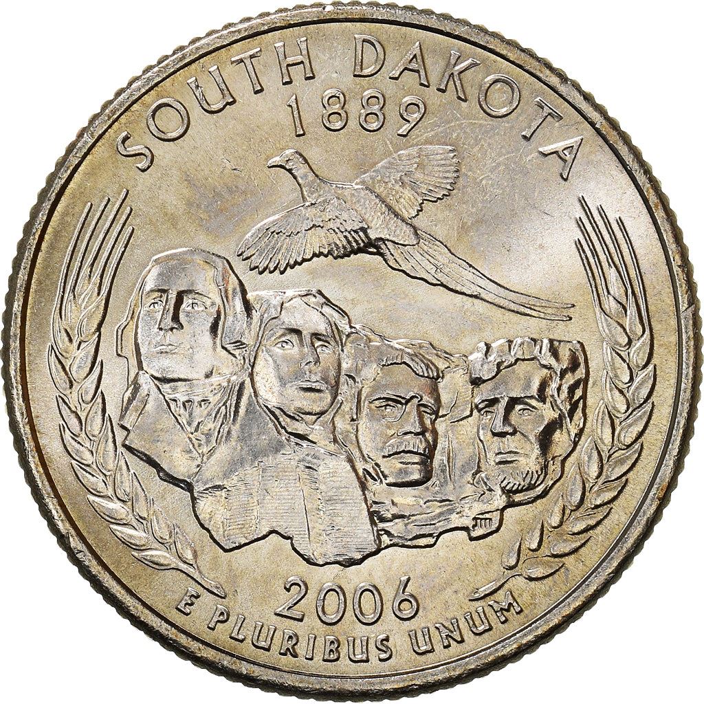 United States Coin American ¼ Dollar | George Washington | South Dakota | Mount Rushmore | Ring-necked Pheasant | KM386 | 2006