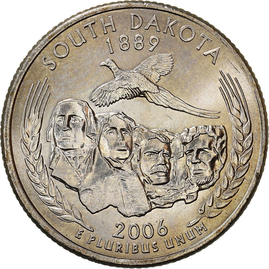 United States Coin American ¼ Dollar | George Washington | South Dakota | Mount Rushmore | Ring-necked Pheasant | KM386 | 2006