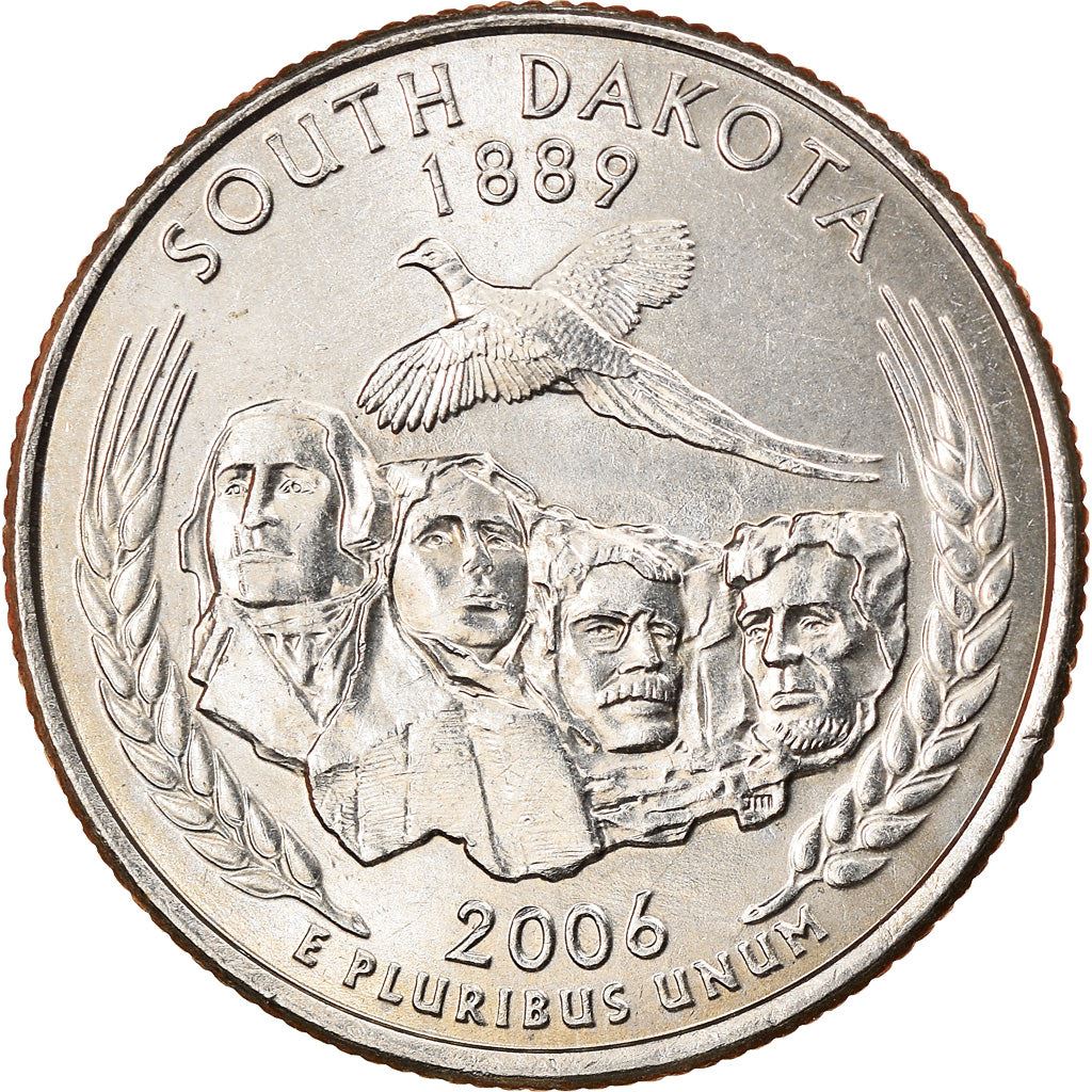 United States Coin American ¼ Dollar | George Washington | South Dakota | Mount Rushmore | Ring-necked Pheasant | KM386 | 2006