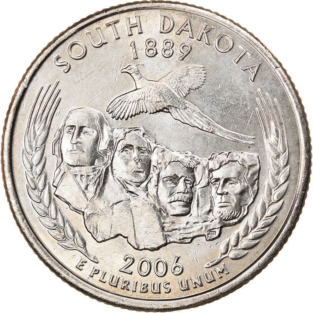 United States Coin American ¼ Dollar | George Washington | South Dakota | Mount Rushmore | Ring-necked Pheasant | KM386 | 2006