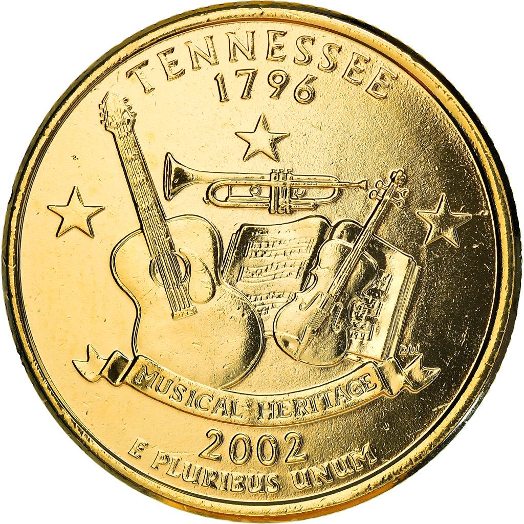 United States Coin American ¼ Dollar | George Washington | Tennessee | Guitar | Trumpet | Violin | KM331 | 2002