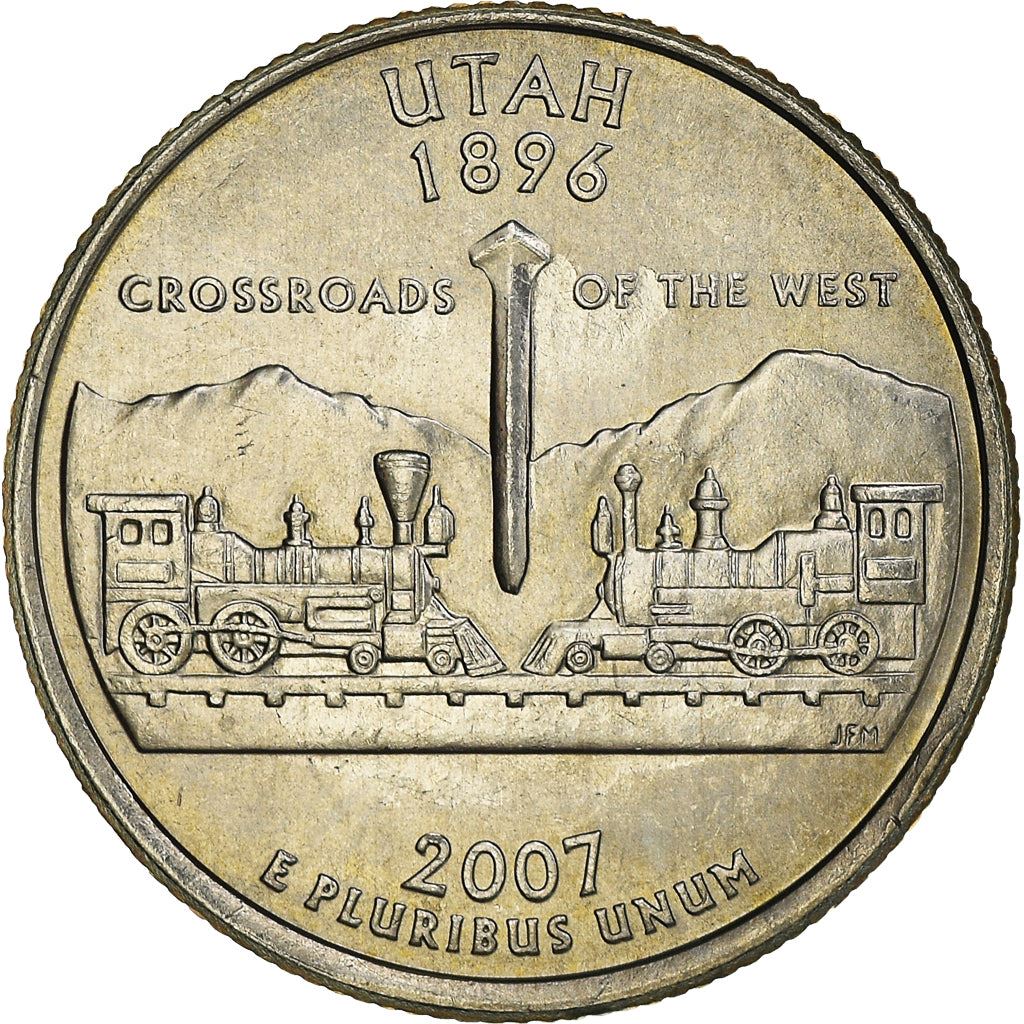 United States Coin American ¼ Dollar | George Washington | Utah | Locomotives | Golden Spike | KM400 | 2007