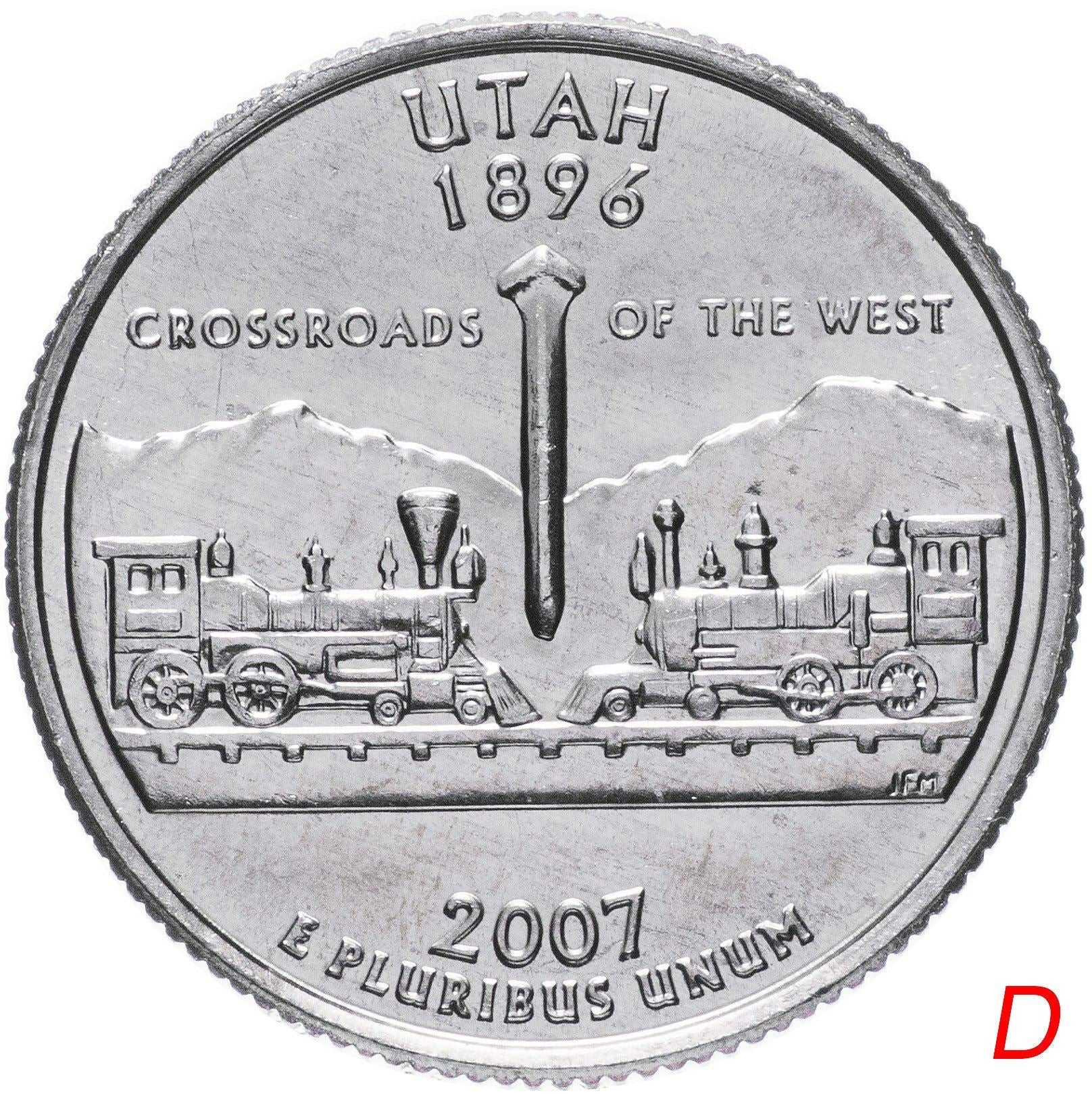 United States Coin American ¼ Dollar | George Washington | Utah | Locomotives | Golden Spike | KM400 | 2007