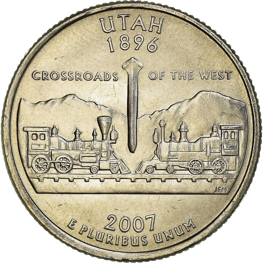 United States Coin American ¼ Dollar | George Washington | Utah | Locomotives | Golden Spike | KM400 | 2007