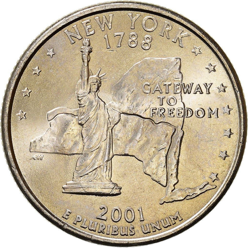 United States Coin American ¼ Dollar | New York | George Washington | Statue of Liberty | KM318 | 2001