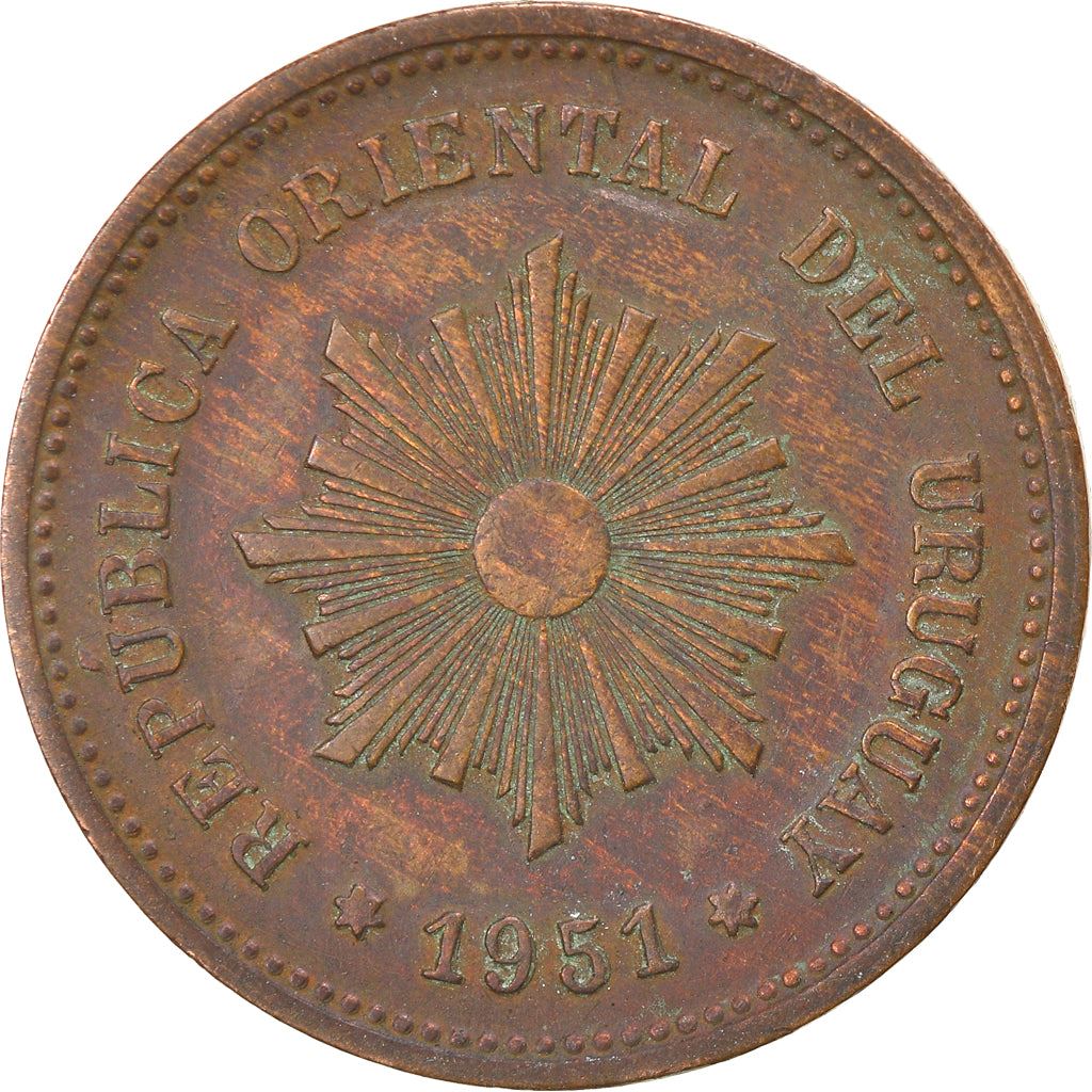 Uruguay 5 Centesimos Coin | Sun | KM21a | 1944 - 1951