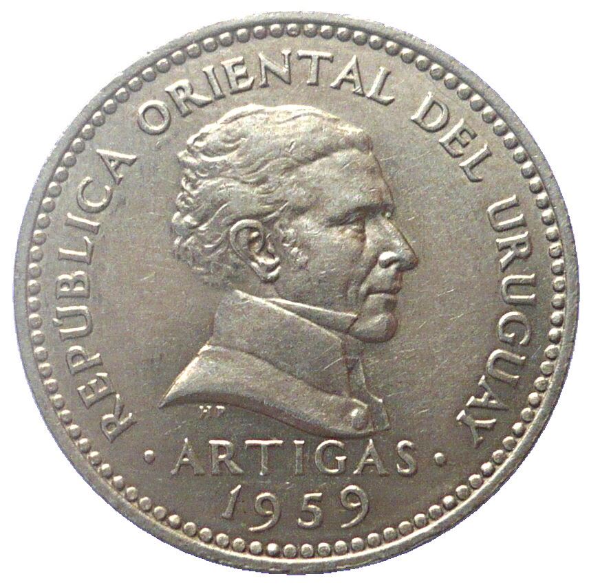 Uruguay Coin 	Uruguayan 10 Centésimos | Jose Gervasio Artigas | KM35 | 1953 - 1959