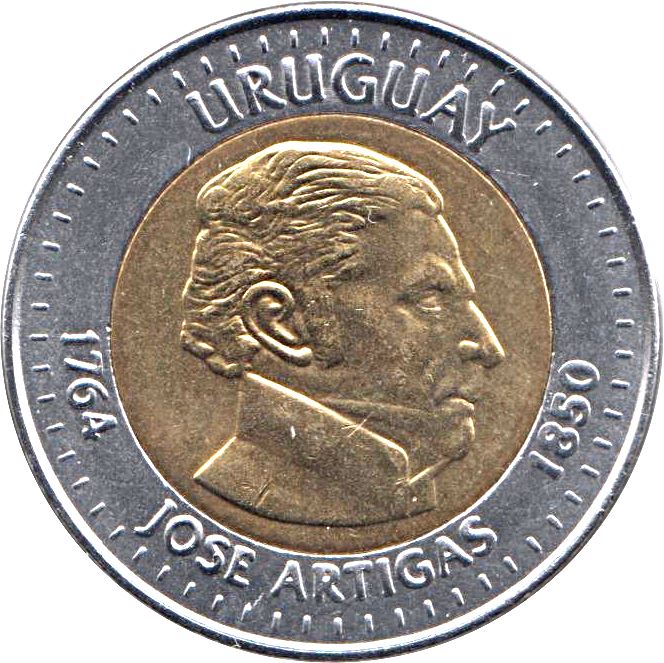 Uruguay Coin 	Uruguayan 10 Pesos | Jose Gervasio Artigas | KM121 | 2000