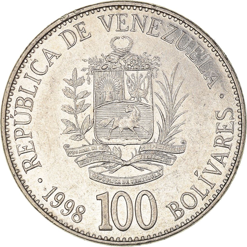 Venezuela | 100 Bolivares Coin | Palomo Horse | Simon Bolivar | KM78.1 | 1998