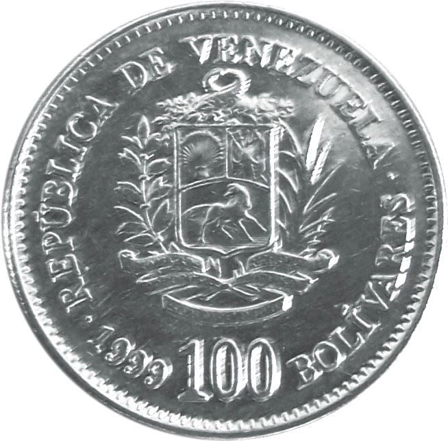 Venezuela | 100 Bolivares Coin | Palomo Horse | Simon Bolivar | KM78.2 | 1999