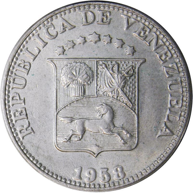 Venezuela | 12.5 Centimos Coin | Palomo Horse | Wreath | KM39 | 1958