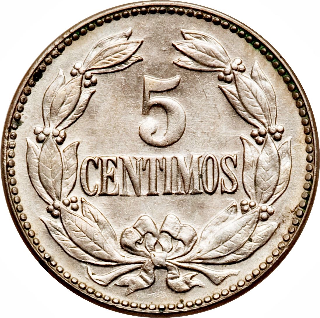 Venezuela | 5 Centimos Coin | Palomo Horse | Wreath | KM29a | 1945 - 1948