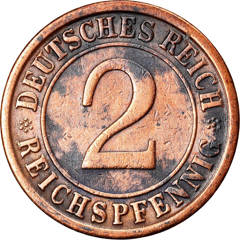 Weimar Republic 2 Reichspfennig Coin | German Reich | KM38 | 1923 - 1936