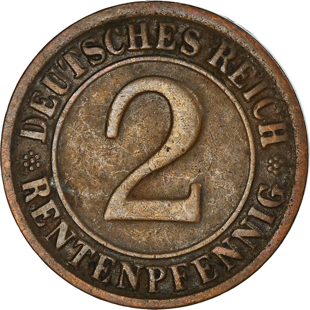 Weimar Republic 2 Rentenpfennig Coin | German Reich | KM31 | 1923 - 1924