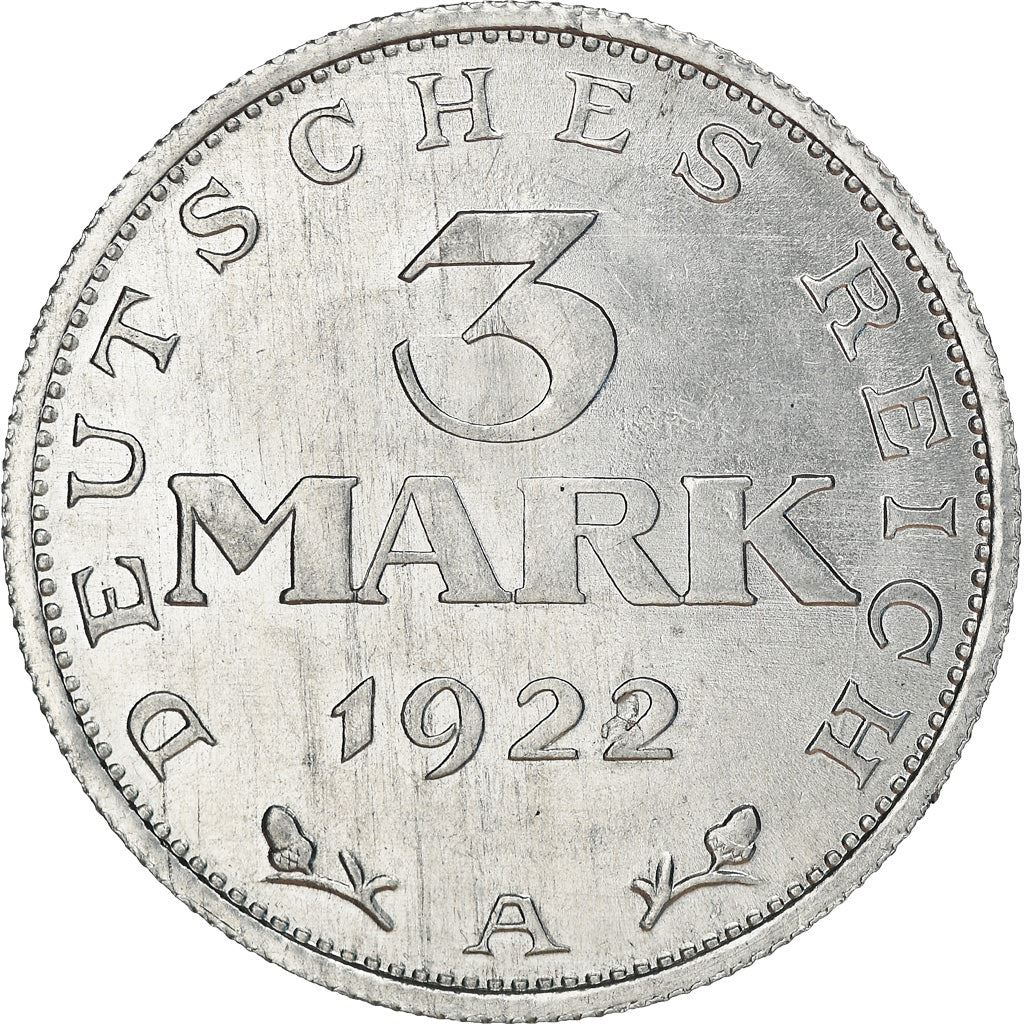 Weimar Republic 3 Mark Coin | German Reich | KM28 | 1922