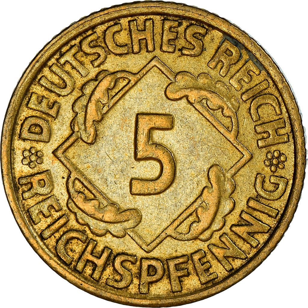 Weimar Republic 5 Reichspfennig Coin | German Reich | KM39 | 1924 - 1936