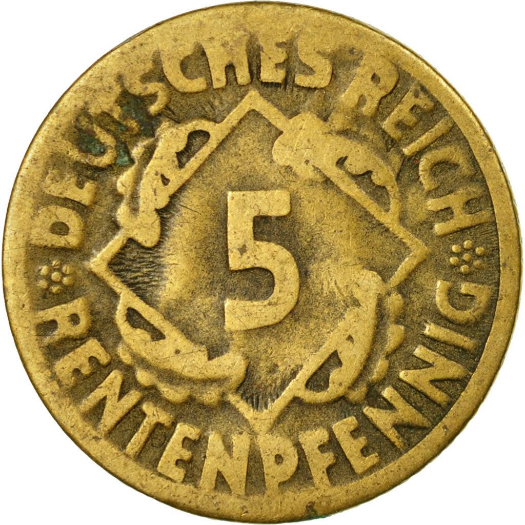 Weimar Republic 5 Rentenpfennig Coin | German Reich | KM32 | 1923 - 1925