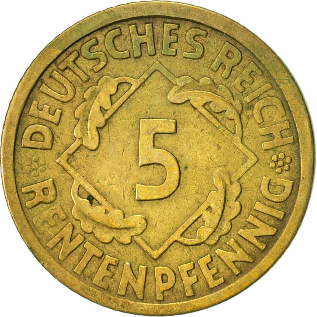 Weimar Republic 5 Rentenpfennig Coin | German Reich | KM32 | 1923 - 1925