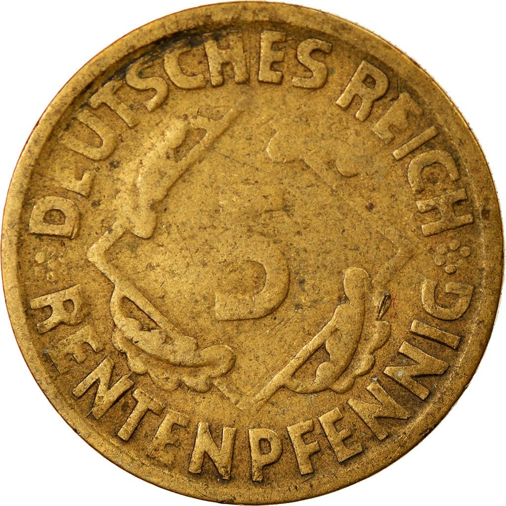 Weimar Republic 5 Rentenpfennig Coin | German Reich | KM32 | 1923 - 1925