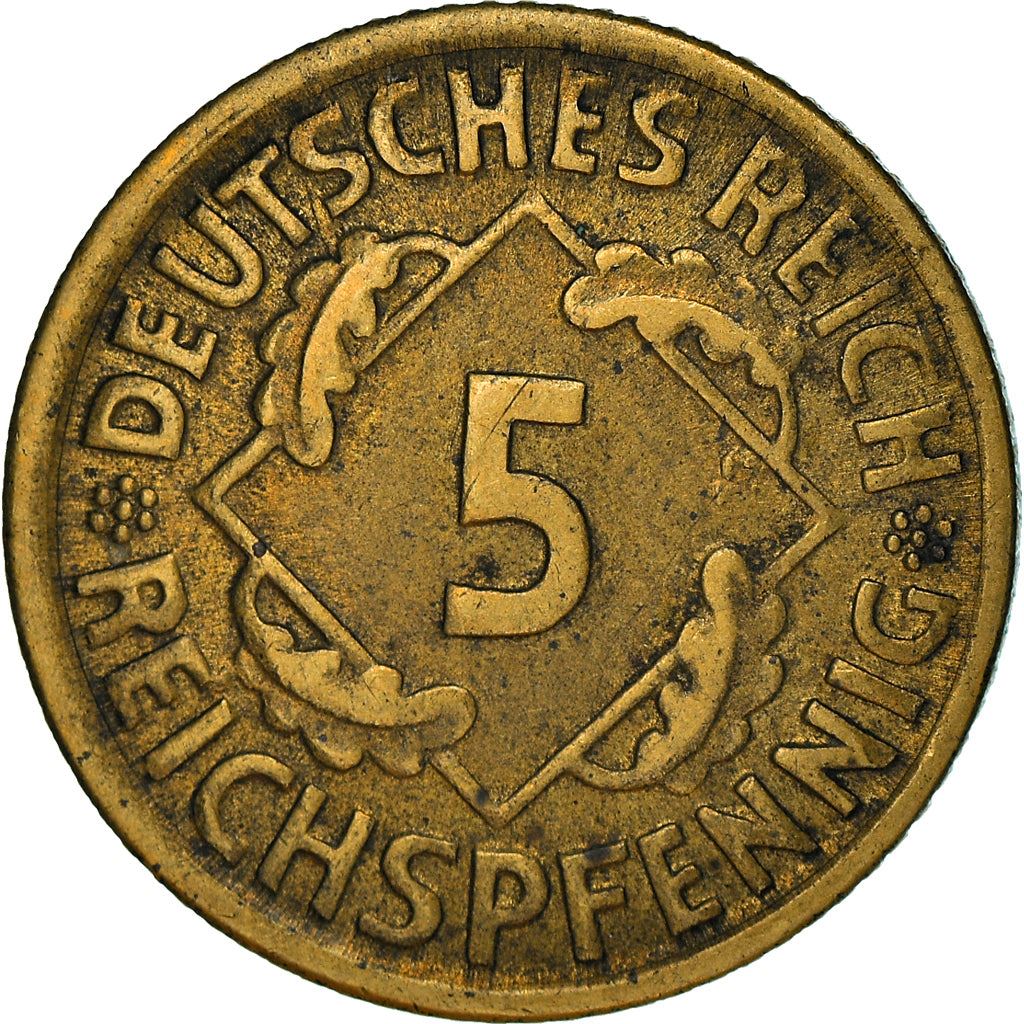 Weimar Republic 5 Rentenpfennig Coin | German Reich | KM32 | 1923 - 1925